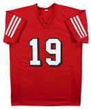 Deebo Samuel Authentic Signed Red Pro Style Jersey w/ Drop Shadow JSA