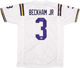 LSU TIGERS ODELL BECKHAM JR. AUTOGRAPHED WHITE JERSEY BECKETT BAS WITNESS 242682
