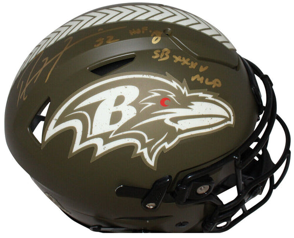 Ray Lewis Autographed Baltimore Ravens Pro Salute Flex Helmet Beckett 40601
