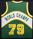 1978-79 NBA CHAMP SUPERSONICS AUTOGRAPHED FRAMED JERSEY 9 SIGS MCS 233872