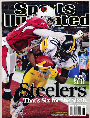 February 9, 2009 Santonio Holmes Sports Illustrated NO LABEL Newsstand Steelers