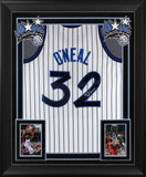 Magic Shaquille O'Neal Signed White M&N 1993-94 HWC Swingman Framed Jersey BAS W
