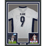 Framed Autographed/Signed Harry Kane 35x39 England White Jersey PSA/DNA COA