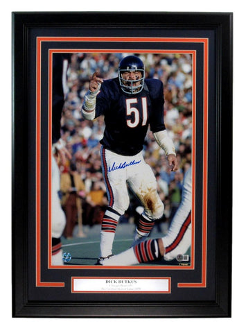 Dick Butkus HOF Signed/Auto 11x17 Photo Chicago Bears Framed BAS/Beckett 198594