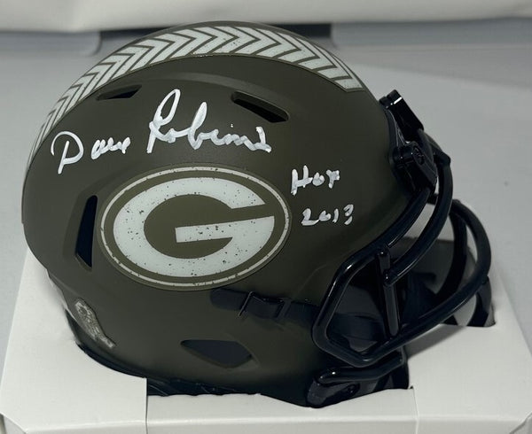 Packers DAVE ROBINSON Signed Riddell 22 SALUTE Speed Mini Helmet AUTO w/ HOF BAS