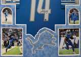 SUEDE FRAMED DETROIT LIONS AMON-RA ST. BROWN AUTOGRAPHED JERSEY BECKETT HOLO