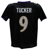 Justin Tucker Autographed/Signed Pro Style Black XL Jersey Beckett 39569
