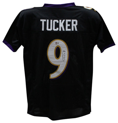 Justin Tucker Autographed/Signed Pro Style Black XL Jersey Beckett 39569