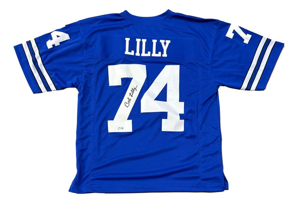 Bob Lilly Dallas Signed Blue Football Jersey BAS
