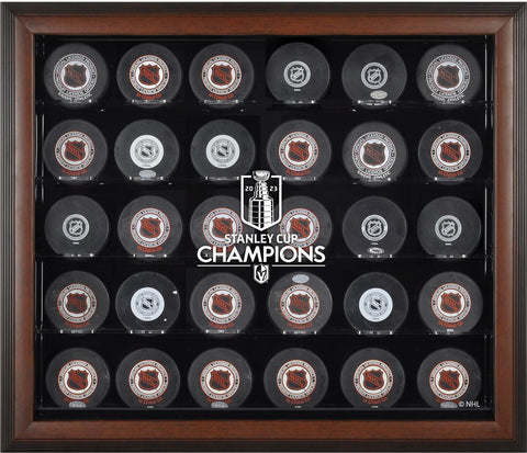 Golden Knights 2023 Stanley Cup Champs Brown Framed 30-Puck Logo Display Case