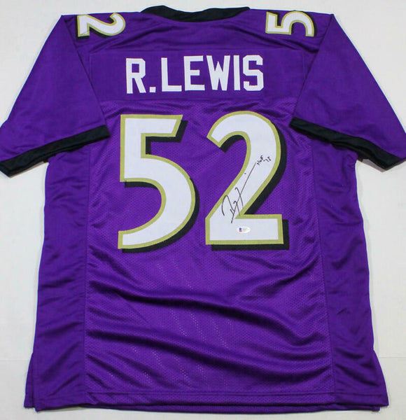 Ray Lewis Autographed Purple Pro Style Jersey w/HOF - Beckett W Auth *2