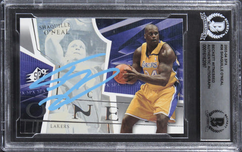 Lakers Shaquille O'Neal Authentic Signed 2003 SPX #36 Card BAS Slabbed