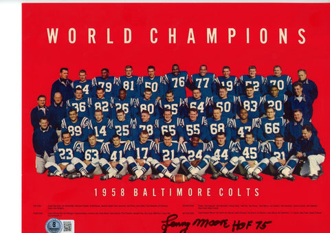 Lenny Moore Autographed/Signed Baltimore Colts 9x11Photo Beckett 57470