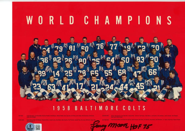 Lenny Moore Autographed/Signed Baltimore Colts 9x11Photo Beckett 57470