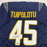 Autographed/Signed Tuli Tuipulotu LA Navy Blue Football Jersey JSA COA