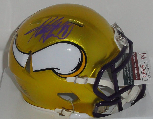 Vikings ADRIAN PETERSON Signed Riddell FLASH Speed Mini Helmet AUTO - JSA