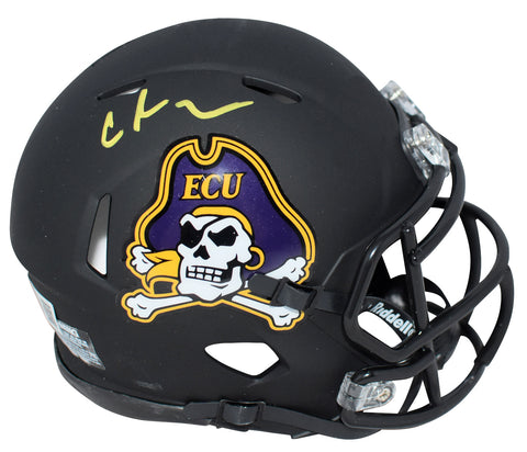 CHRIS JOHNSON SIGNED ECU EAST CAROLINA PIRATES BLACK SPEED MINI HELMET BECKETT
