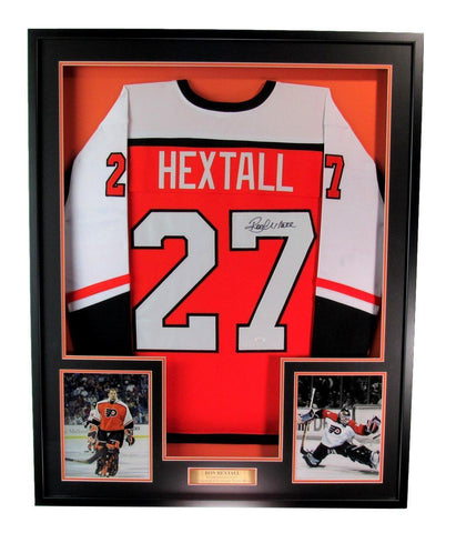 Ron Hextall Autographed Hockey Jersey with Photos Philadelphia Flyers Framed JSA