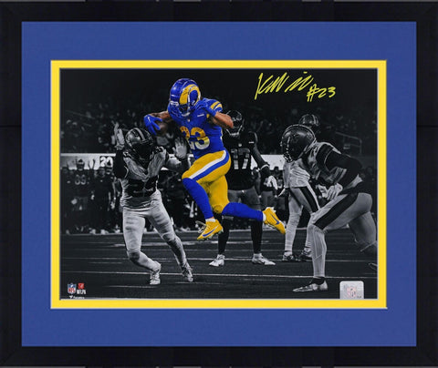 Framed Kyren Williams Los Angeles Rams Signed 11x14 Touchdown Spotlight Photo