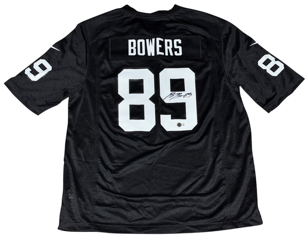 BROCK BOWERS SIGNED AUTOGRAPHED LAS VEGAS RAIDERS #89 BLACK NIKE JERSEY BECKETT