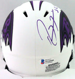Ray Lewis Autographed Baltimore Ravens Lunar Mini Helmet- Beckett W *Purple