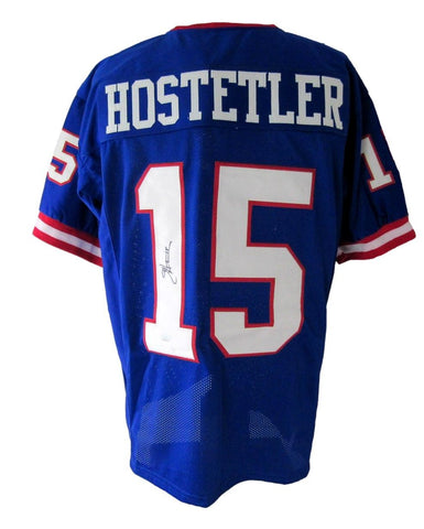 Jeff Hostetler Signed/Auto Blue Giants HOFSM.COM Football Jersey JSA XHC75