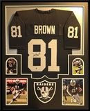 FRAMED OAKLAND RAIDERS TIM BROWN AUTOGRAPHED SIGNED JERSEY BECKETT HOLOGRAM