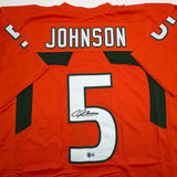 Autographed/Signed ANDRE JOHNSON Miami Orange College Jersey JSA COA