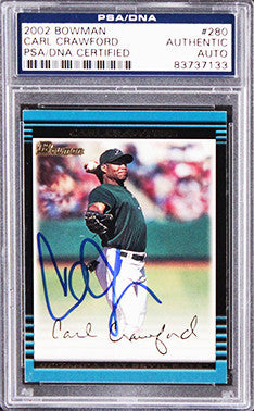 Rays Carl Crawford Authentic Signed 2002 Bowman #280 Card PSA/DNA Slabbed