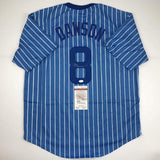Autographed/Signed Andre Dawson Chicago Blue Pinstripe Jersey JSA COA