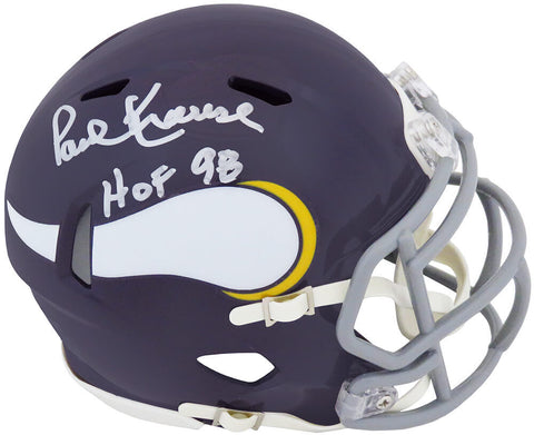 Paul Krause Signed Vikings Throwback Riddell Speed Mini Helmet w/HOF'98 (SS COA)