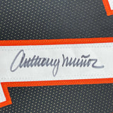 Framed Signed Anthony Munoz 35x39 Cincinnati Black Jersey JSA COA