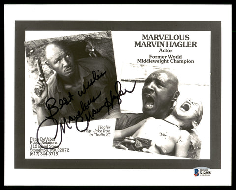 "Marvelous" Marvin Hagler Autographed 8x10 Photo "Best Wishes" Beckett X12958