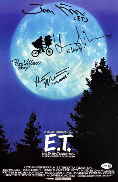ET Cast (4) Signed 11x17 ET Photo Henry Thomas Matthew De Merritt & More JSA