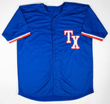 Evan Carter Signed Texas Rangers Jersey (Beckett) 2023 World Champion Outfielder
