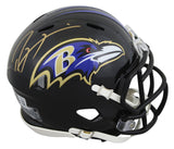 Ravens Ray Lewis Authentic Signed Speed Mini Helmet w/ Gold Sig BAS Witnessed