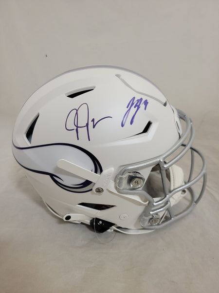 JJ MCCARTHY & JUSTIN JEFFERSON SIGNED VIKINGS WINTER SPEEDFLEX HELMET BECKETT QR