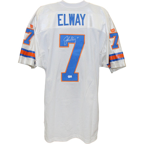 John Elway Autographed Denver Broncos Wilson Sz 46 White Jersey Beckett 52847