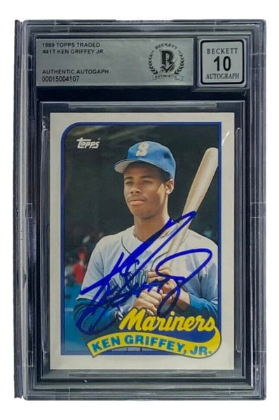 Ken Griffey Jr Signed Mariners 1989 Topps #41T Traded Rookie Card BAS Super Sports Center Ken Griffey Jr Signed Mariners 1989 Topps #41T Traded Rookie Card BAS Super Sports Center