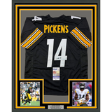 Framed Autographed/Signed George Pickens 33x42 Pittsburgh Black Jersey JSA COA