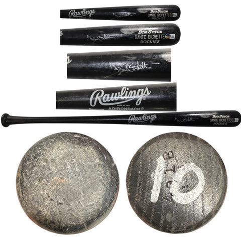 Dante Bichette Autographed Colorado Rockies Game Used Rawlings Bat Beckett 57278