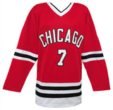 Chris Chelios (BLACKHAWKS) Signed Red Custom Hockey Jersey w/HOF 2013 - (SS COA)