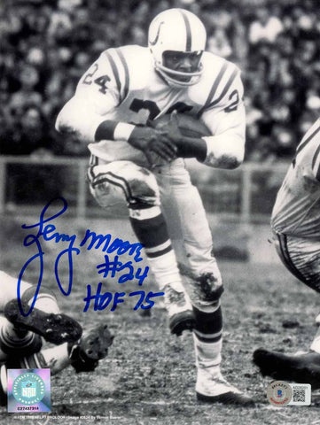 Lenny Moore Autographed Baltimore Colts 8x10 Photo HOF Beckett 50477