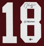 Oklahoma Jason White "03 Heisman" Signed Maroon Pro Style Framed Jersey BAS Wit