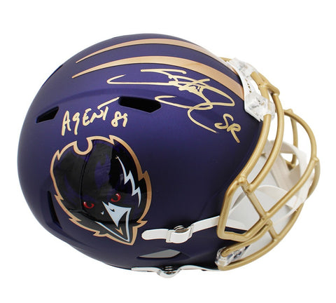 Steve Smith Sr Signed Raven Speed Full Size Alternate Helmet w- Agent 89 Insc