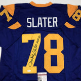 Signed Jackie Slater HOF 01 Los Angeles LA Retro Blue Jersey JSA COA