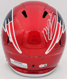 MAC JONES AUTOGRAPHED PATRIOTS FLASH RED FULL SIZE HELMET BECKETT QR 202962