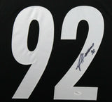 JAMES HARRISON (Steelers black SKYLINE) Signed Autographed Framed Jersey JSA