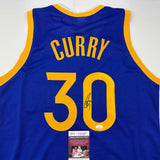 Autographed/Signed Stephen Steph Curry Golden State Blue Jersey JSA COA