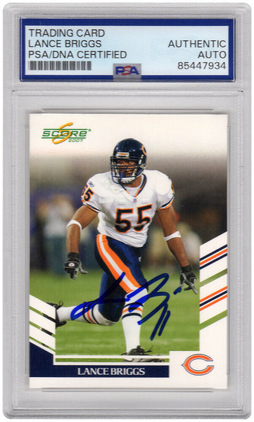 Lance Briggs Signed Bears 2007 Score Football Trading Card #40 - (PSA Slabbed)